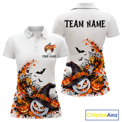 Halloween Golf Ball Clubs Women Polo Golf Shirt Custom Halloween Golf Tournament Jersey NYN5021
