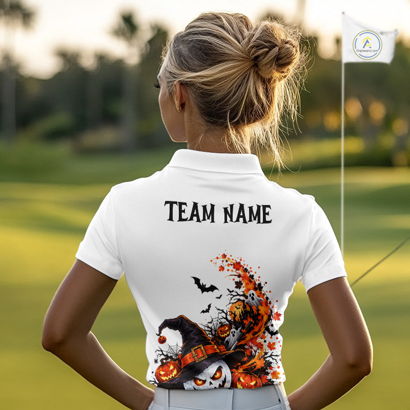 Halloween Golf Ball Clubs Women Polo Golf Shirt Custom Halloween Golf Tournament Jersey NYN5021