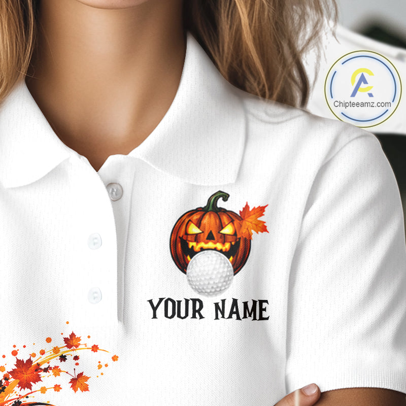 Halloween Golf Ball Clubs Women Polo Golf Shirt Custom Halloween Golf Tournament Jersey NYN5021