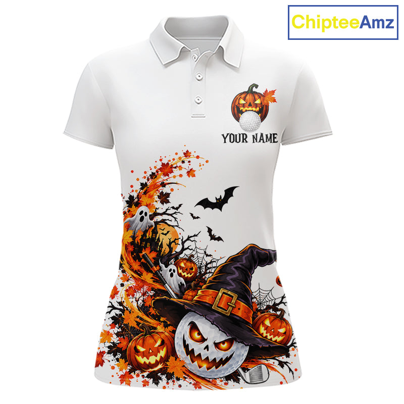 Halloween Golf Ball Clubs Women Polo Golf Shirt Custom Halloween Golf Tournament Jersey NYN5021
