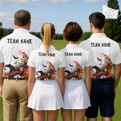 Halloween Golf Ball Clubs Men's Polo Golf Shirt Custom Halloween Golf Tournament Jersey NYN5021