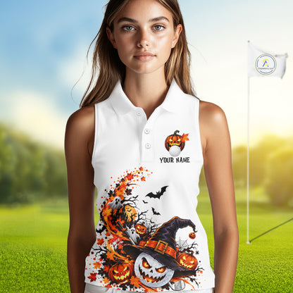 Halloween Golf Ball Clubs Women Sleeveless Polo Golf Shirt Custom Halloween Golf Tournament Jersey NYN5021