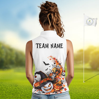 Halloween Golf Ball Clubs Women Sleeveless Polo Golf Shirt Custom Halloween Golf Tournament Jersey NYN5021