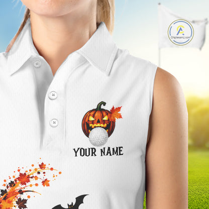 Halloween Golf Ball Clubs Women Sleeveless Polo Golf Shirt Custom Halloween Golf Tournament Jersey NYN5021