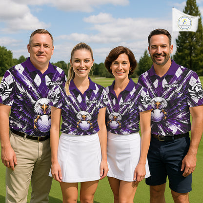 Purple Argyle Eagle Golf Polo Shirt For Men Custom Grunge  Argyle Golf Team Tournament Apparel NYN5037