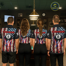 Load image into Gallery viewer, Grunge Dripping Pool 8 Ball Men Billiard Shirts Custom US Flag Patriotic Billiard Jerseys NYN2293
