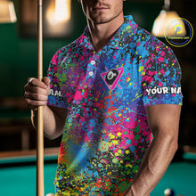 Load image into Gallery viewer, Colorful Splatter 8 Ball Pool Billiard Shirts For Men Custom Name Billiard Team Jerseys NYN2294