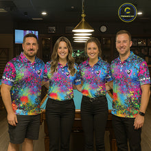 Load image into Gallery viewer, Colorful Splatter 8 Ball Pool Billiard Shirts For Men Custom Name Billiard Team Jerseys NYN2294