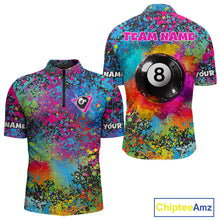 Load image into Gallery viewer, Colorful Splatter 8 Ball Pool Billiard Shirts For Men Custom Name Billiard Team Jerseys NYN2294