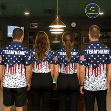 Load image into Gallery viewer, Blue Red American Flag 8 Ball Pool Women Billiard Ball Cue Shirt Custom Patriotic Billiard Team Attire NYN2733