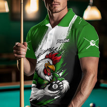 Load image into Gallery viewer, Personalized Funny Rooster 8 Ball Billiard Pool Shirt Custom Green Grunge Billiard Attire For Men NYN2952
