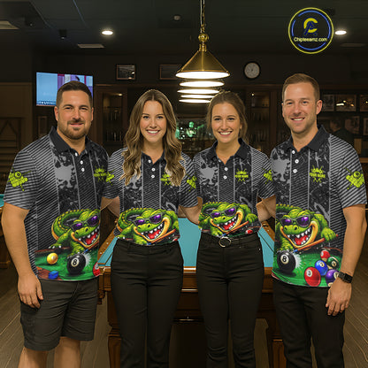 Personalized Funny Crocodile Plays Billiard Pool Shirt Custom 8 Ball Billiard Team Attire For Men NYN2953