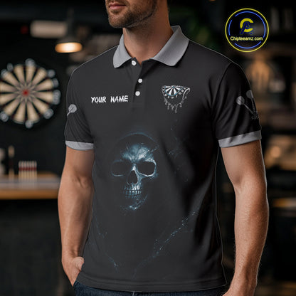 Haunting Black Skulls Reaper Darts Team Shirt For Men - Custom Team & Player Name NYN0380