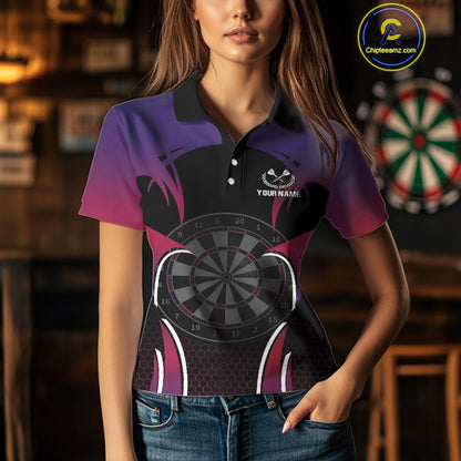 Colorful Gradient Dartboard Halftone Pattern Darts Shirt For Women - Custom Name NYN0384