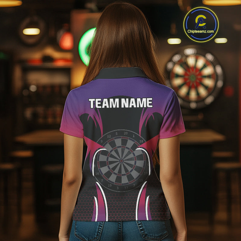 Colorful Gradient Dartboard Halftone Pattern Darts Shirt For Women - Custom Name NYN0384