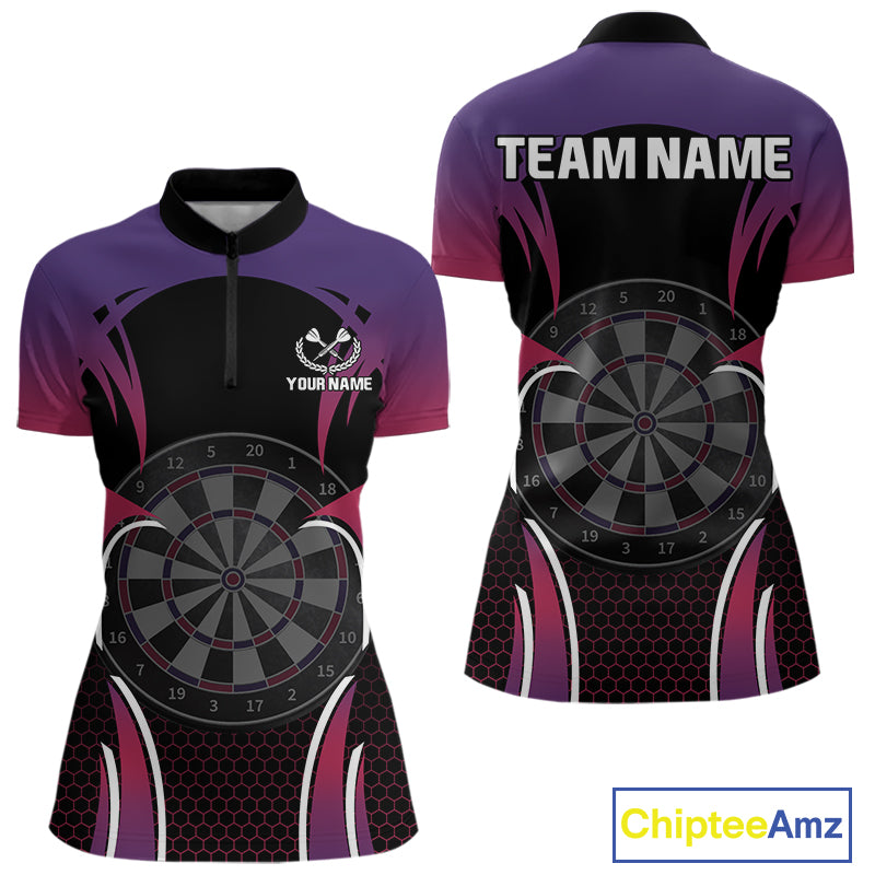 Colorful Gradient Dartboard Halftone Pattern Darts Shirt For Women - Custom Name NYN0384