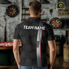 Load image into Gallery viewer, Custom Mens Dartboard Polo &amp; 1/4-Zip Shirt American Flag Thin Red Line Patriotic Darts Jersey NYN3357