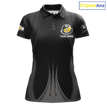 Load image into Gallery viewer, Personalized Black 8 Ball and 9 Ball women's billiard polo shirt custom pool team jersey