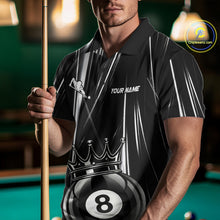 Load image into Gallery viewer, Male Pool Player Wearing Crown 8 Ball Billiard Shirt, Custom Pool Team Clothing, League Apparel