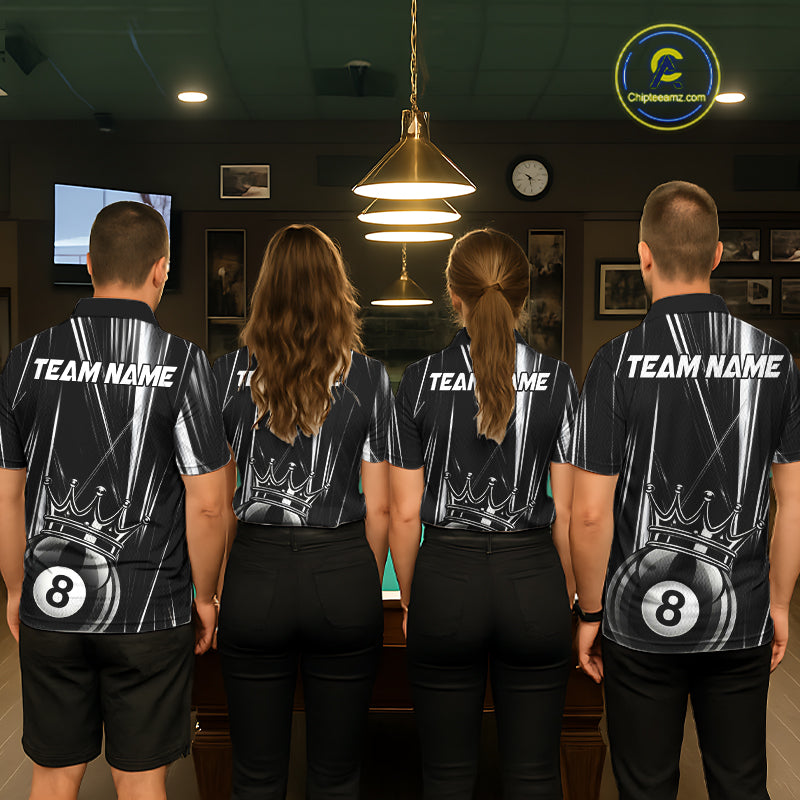 Women's billiard team wearing Black White Crown 8 Ball team uniforms