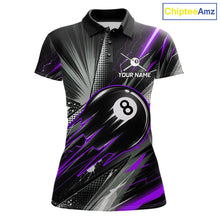Load image into Gallery viewer, Thunder Purple 8 Ball Strike Women's Billiard Polo Shirt Custom Pool Team Jersey Apparel