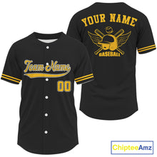 Load image into Gallery viewer, Black And Yellow Minimalist Baseball Shirts For Men Custom Button Up Baseball Jerseys NYN0847