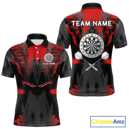 Silver Dartboard Red Grunge Polo Dart Shirt For Men Personalized Outfits Darts Team Jerseys NYN0854