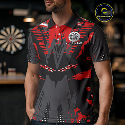 Silver Dartboard Red Grunge Polo Dart Shirt For Men Personalized Outfits Darts Team Jerseys NYN0854