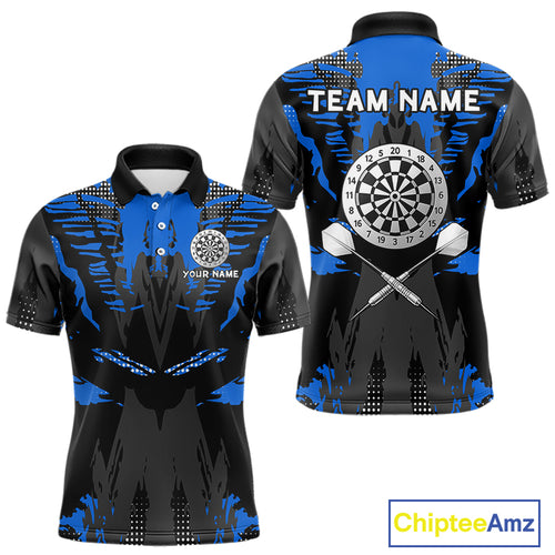 Silver Dartboard Blue Grunge Polo Dart Shirt For Men Personalized Outfits Darts Team Jerseys NYN0855