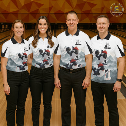 Funny Killer Whale Duo Men's Bowling Shirt Custom Name Iceberg Bowling Polo & Quarter-Zip Jersey NYN4263