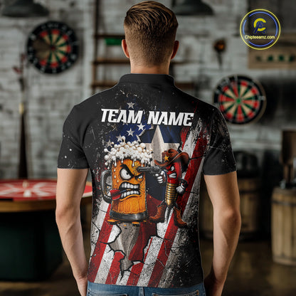 Angry Beer & Cowboy Dart Arrow Funny Dart Shirt For Men Custom Texas-US Flag Dart Team Uniforms NYN4264