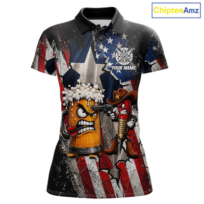 Angry Beer & Cowboy Dart Arrow Funny Dart Shirt For Women Custom Texas-US Flag Dart Team Uniforms NYN4264