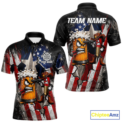 Angry Beer & Cowboy Dart Arrow Funny Dart Shirt For Men Custom Texas-US Flag Dart Team Uniforms NYN4264