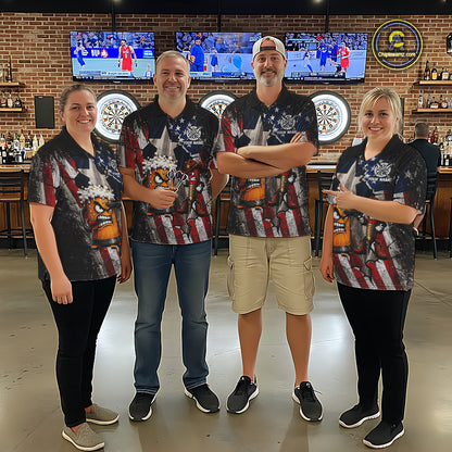 Angry Beer & Cowboy Dart Arrow Funny Dart Shirt For Men Custom Texas-US Flag Dart Team Uniforms NYN4264