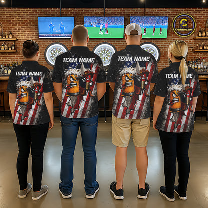 Angry Beer & Cowboy Dart Arrow Funny Dart Shirt For Men Custom Texas-US Flag Dart Team Uniforms NYN4264