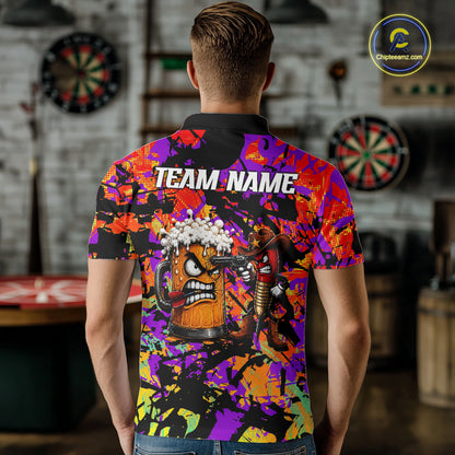 Angry Beer & Cowboy Dart Arrow Funny Dart Shirt For Men Custom Colorful Splash Dart Team Uniforms NYN4265