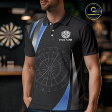 Load image into Gallery viewer, Custom Blue Grim Reaper Dartboard Dart Men Polo Shirt Skull Dart Team Jerseys NYN1530