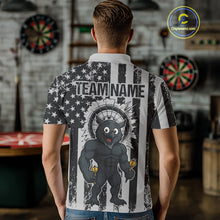 Load image into Gallery viewer, Custom Grunge Grey Owls Dartboard Funny Dart Team Patriotic Men Polo Shirt NYN1536