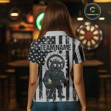 Load image into Gallery viewer, Custom Grunge Grey Owls Dartboard Funny Dart Team Patriotic Women Polo Shirt NYN1536