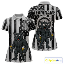 Load image into Gallery viewer, Custom Grunge Grey Owls Dartboard Funny Dart Team Patriotic Women Polo Shirt NYN1536