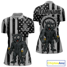 Load image into Gallery viewer, Custom Grunge Grey Owls Dartboard Funny Dart Team Patriotic Women Quarter-Zip Shirt NYN1536