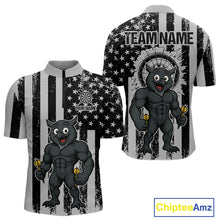 Load image into Gallery viewer, Custom Grunge Grey Owls Dartboard Funny Dart Team Patriotic Men Quarter-Zip Shirt NYN1536