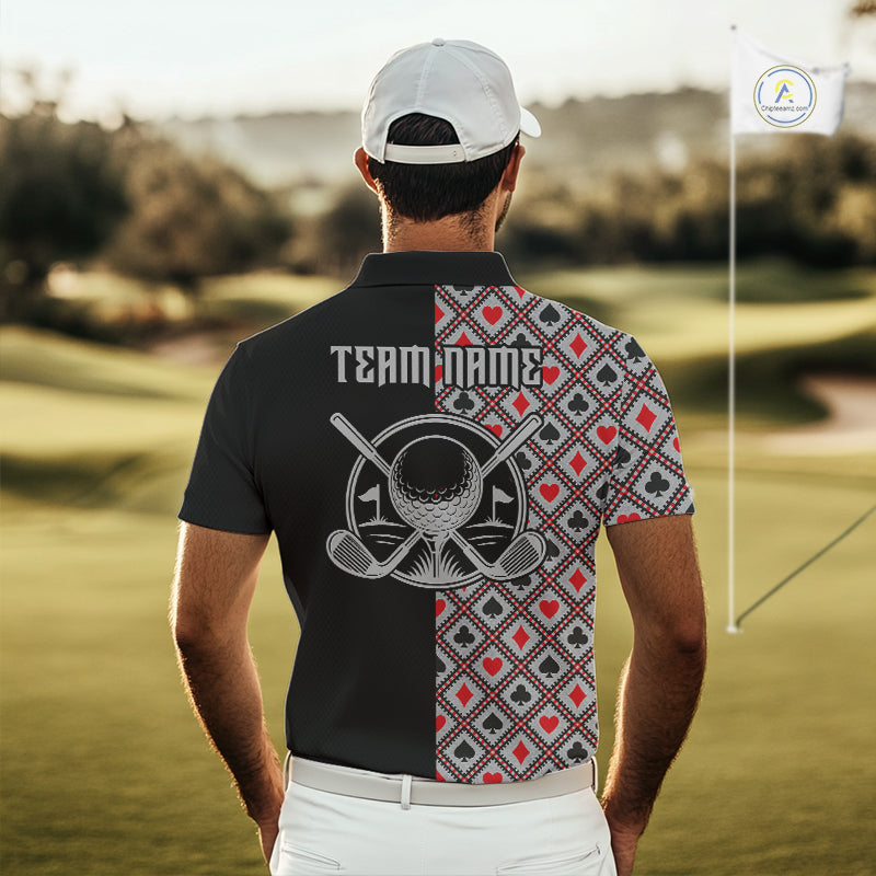 Personalized Mens Golf Polo Shirt Custom Name Poker Cards Golfer Jersey Golf Team Uniform NYN4675