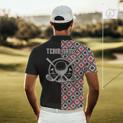 Personalized Mens Golf Polo Shirt Custom Name Poker Cards Golfer Jersey Golf Team Uniform NYN4675