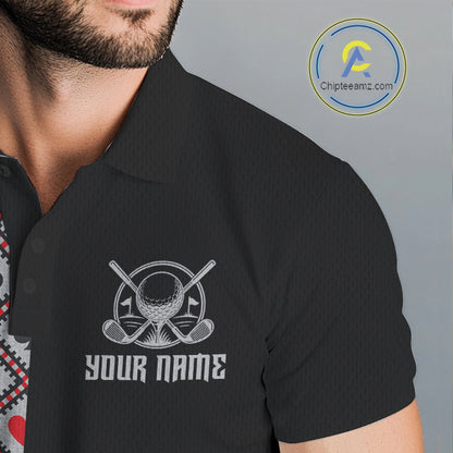 Personalized Mens Golf Polo Shirt Custom Name Poker Cards Golfer Jersey Golf Team Uniform NYN4675