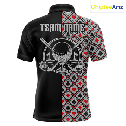 Personalized Mens Golf Polo Shirt Custom Name Poker Cards Golfer Jersey Golf Team Uniform NYN4675