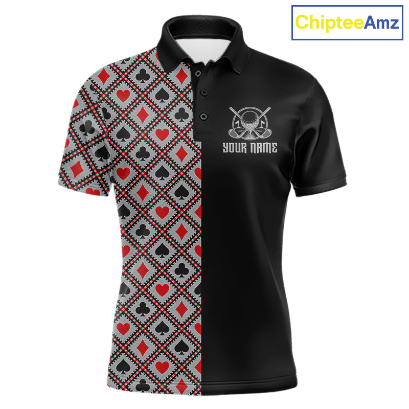Personalized Mens Golf Polo Shirt Custom Name Poker Cards Golfer Jersey Golf Team Uniform NYN4675