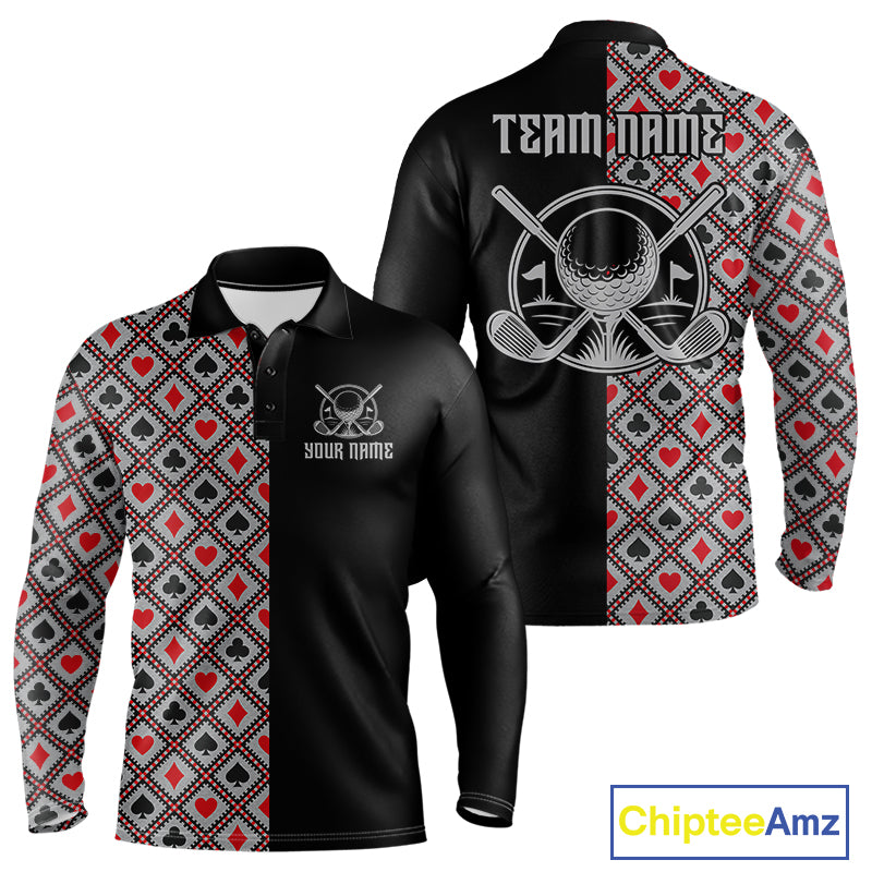 Personalized Mens Golf Polo Shirt Custom Name Poker Cards Golfer Jersey Golf Team Uniform NYN4675