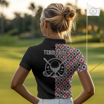 Personalized Womens Golf Polo Shirt Custom Name Poker Cards Golfer Jersey Golf Team Uniform NYN4675