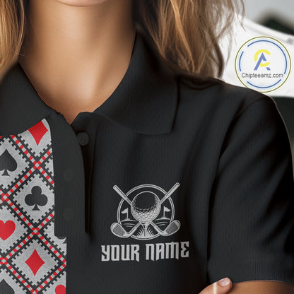 Personalized Womens Golf Polo Shirt Custom Name Poker Cards Golfer Jersey Golf Team Uniform NYN4675